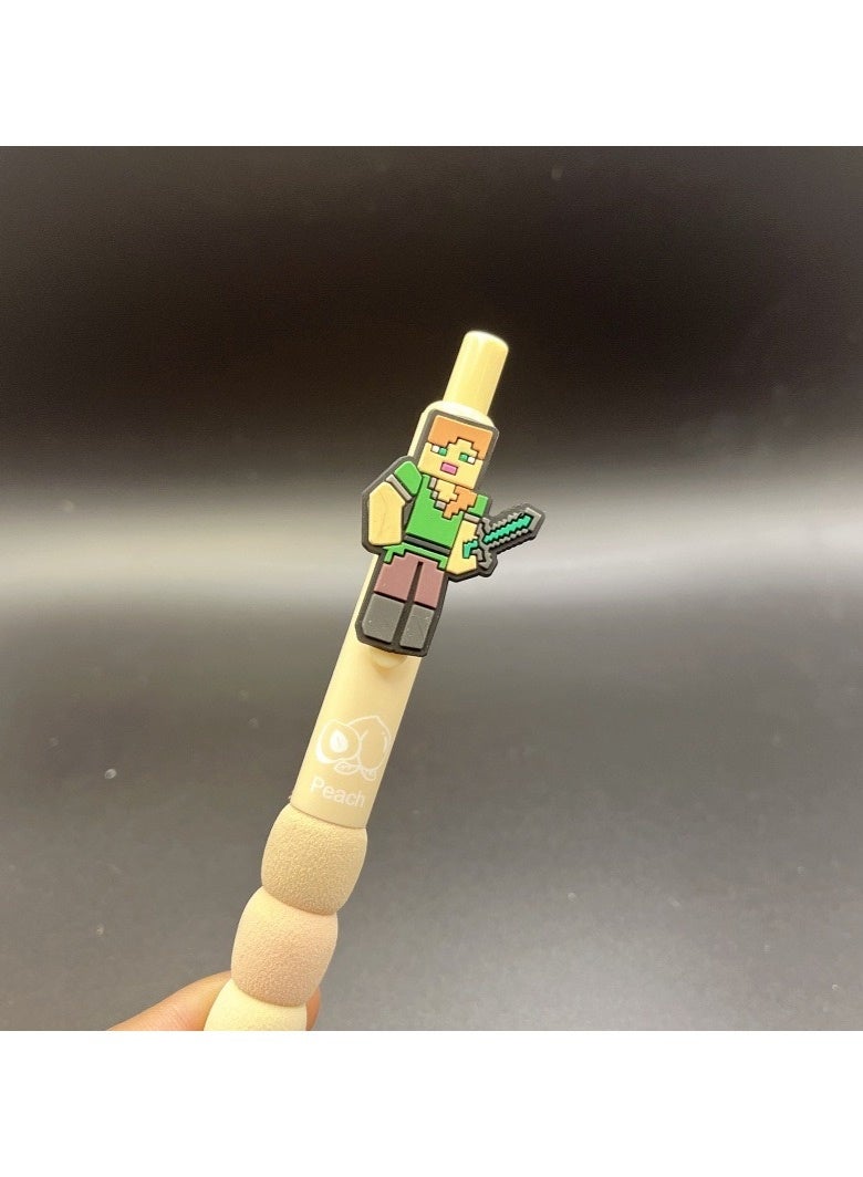 MINECRAFT 6pcs Minecraft Ballpoint Pen Game Merchandise Stationery Magnetic Block Building Block Matching Gel Pen Ballpoint Pen - Image 4